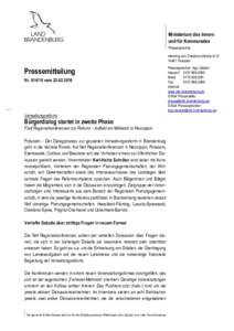 Ministerium des Innern und für Kommunales Pressesprecher Henning-von-Tresckow-StraßePotsdam