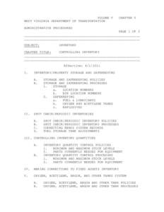 VOLUME V WEST VIRGINIA DEPARTMENT OF TRANSPORTATION CHAPTER 5  ADMINISTRATIVE PROCEDURES