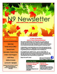 SEPTEMBERN9 Newsletter All the month’s events, conveniently in one place  What’s inside