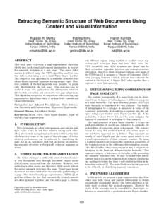 Extracting Semantic Structure of Web Documents Using Content and Visual Information Rupesh R. Mehta Pabitra Mitra