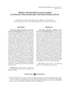 AGRONOMÍA MESOAMERICANA 23(2):ISSN: PRODUCCIÓN DE BIOMASA DE ALGODÓN EN SURCOS ULTRA-ESTRECHOS Y DENSIDAD POBLACIONAL1 Ana Rosa Ramírez-Seañez2, Juan Gabriel Contreras-Martínez2, Arturo Palo