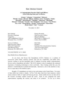 State Attorneys General A Communication from the Chief Legal Officers of the Following States and Territories: Arizona * Arkansas * Connecticut * Delaware Florida * Guam * Hawaii * Illinois * Indiana * Iowa * Kentucky * 