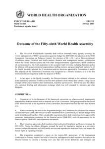 WORLD HEALTH ORGANIZATION EXECUTIVE BOARD 112th Session Provisional agenda item 3  EB112/2