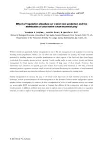 Laidlaw, R.A. et al[removed]BOU Proceedings – Ecosystem services: do we need birds? http://www.bou.org.uk/bouproc-net/ecosystem-services/poster/laidlaw-et-al.pdf This paper forms part of the proceedings from the BOU con