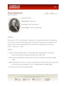 Page 1  James Buchanan 15th President  Terms: [removed]