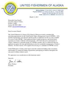 Microsoft Word - UFA to Governor re NPFMC - Support David Longdoc