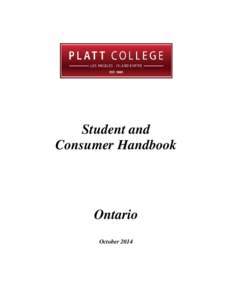 Student and Consumer Handbook Ontario October 2014