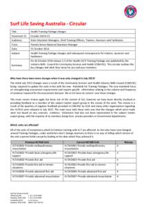 Surf Life Saving Australia - Circular Title: Health Training Package changes  Document ID: