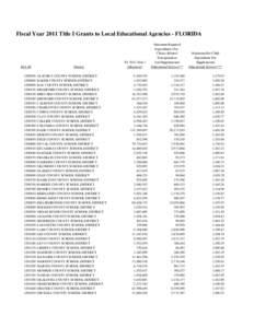 Fiscal Year 2011 Title I Grants to Local Educational Agencies - FLORIDA  LEA ID[removed][removed]