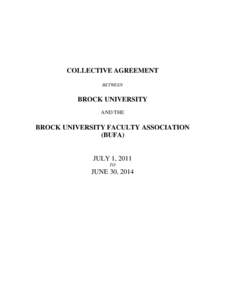 COLLECTIVE AGREEMENT BETWEEN BROCK UNIVERSITY AND THE