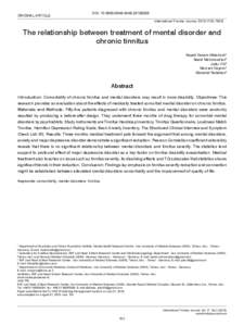 ORIGINAL ARTICLE  DOI: [removed][removed]International Tinnitus Journal. 2012;17(2):[removed]The relationship between treatment of mental disorder and