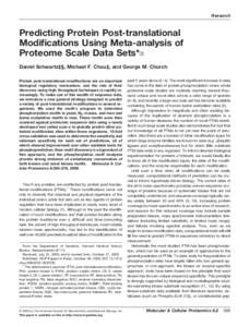 Research  Predicting Protein Post-translational Modifications Using Meta-analysis of Proteome Scale Data Sets*□ S