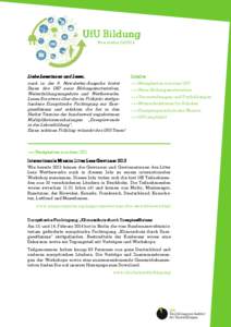 UfU Bildung NewsletterLiebe Leserinnen Leserinnen und Leser, Leser,