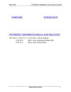 OECD SIDS  SYNTHETIC AMORPHOUS SILICA AND SILICATES