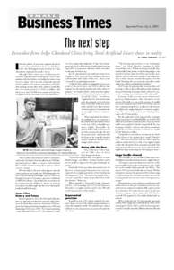 Reprinted from July 6, 2001  The next step Pewaukee firms helps Cleveland Clinic bring Total Artificial Heart closer to reality By ANNA TURNAGE,