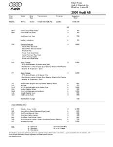 Retail Prices Audi of America, Inc. Effective: 1-June-05