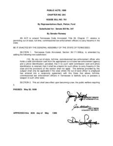 PUBLIC ACTS, 1999 CHAPTER NO. 295 HOUSE BILL NO. 761 By Representatives Buck, Patton, Ford Substituted for: Senate Bill No. 547 By Senator Ramsey