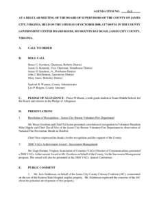 AGENDA ITEM NO.  G-1 AT A REGULAR MEETING OF THE BOARD OF SUPERVISORS OF THE COUNTY OF JAMES CITY, VIRGINIA, HELD ON THE 14TH DAY OF OCTOBER 2008, AT 7:00 P.M. IN THE COUNTY