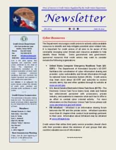 News of Interest to Credit Unions Regulated by the Credit Union Department  Newsletter No[removed]June 18, 2014