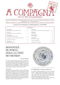 BOLLETTINO TRIMESTRALE, OMAGGIO AI SOCI - SPED. IN A.P. - 45% - ART. 2 COMMA 20/B LEGGEGENOVA Anno XLV, N.S. - N. 1 - Gennaio - Marzo 2013 Tariffa R.O.C.: “Poste Italiane S.p.A. - Spedizione in Abbonamento Po
