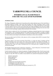 1 JUNE 2000{PRIVATE }  YARROWLUMLA COUNCIL INTERIM LOCAL FLOOD POLICY FOR THE VILLAGE OF BUNGENDORE INTRODUCTION