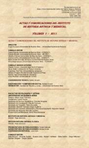 Revista electrónica anual: Actas y Comunicaciones del Instituto de Historia Antigua y Medieval Facultad de Filosofía y Letras Universidad de Buenos Aires VolumenISSN: 