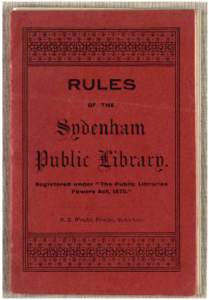 Rules of the Sydenham Public Library