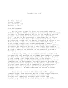 Response to March 10, 2001 Comments on Texas' Title V Program