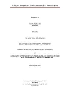 African American Environmentalist Association  Testimony of Norris McDonald President