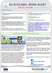 EU ECOLABEL NEWS ALERT SPECIAL EDITION! Issue n◦ 92, December[removed]In brief in this issue: