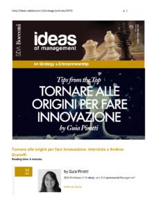 http://ideas.sdabocconi.it/strategy/archivesp. 1 Tornare alle origini per fare innovazione. Intervista a Andrea Granelli