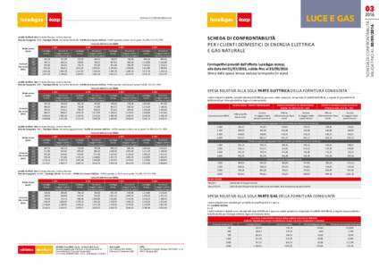 Ambito tariffario GAS: Centrale (Toscana, Umbria, Marche) Potenza impegnata: 3kW | Tipologia Cliente: Domestico Residente | Profilo di consumo elettrico: Profilo spostato su fasce non di punta F1=10%; F2 e F3 = 90% Consu