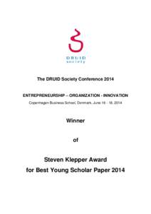 Microsoft Word - Steven Klepper Award Win