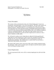 Microsoft Word - Kierkegaard Syllabus Fall 2001.doc