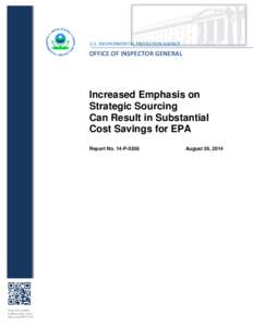 Increased Emphasis on Strategic Sourcing Can Result in Substantial Cost Savings for EPA