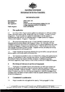 Association of Asia Pacific Airlines / Virgin Australia / International Air Services Commission / Singapore Airlines / Airline / Virgin Group / Competition and Consumer Act / Price fixing cases / Air Australia / Transport / Aviation / Low-cost airlines