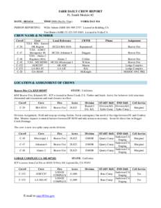 IARR DAILY CREW REPORT Ft. Smith Module #2 DATE: [removed]TIME[removed]Pacific Time)