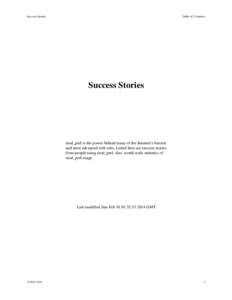 Success Stories  Table of Contents: Success Stories