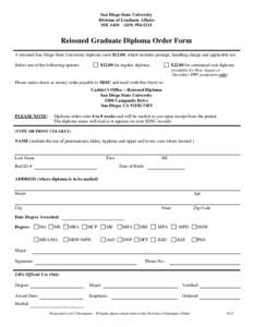 Microsoft Word - Reissued Graduate Diploma Order Form1.1.doc