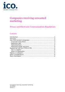 Telemarketing / Email / Opt-out / Telephone Preference Service / Cold calling / Privacy and Electronic Communications (EC Directive) Regulations / Fax / Marketing / Direct marketing / Business