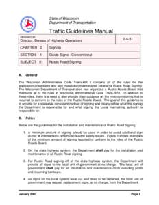 Traffic Guidelines Manual - Subject 51, Rustic Road Signing - WisDOT