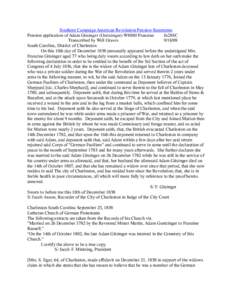 Southern Campaign American Revolution Pension Statements Pension application of Adam Gitsinger (Goetzinger) W8880 Franzine fn28SC Transcribed by Will Graves[removed]South Carolina, District of Charleston