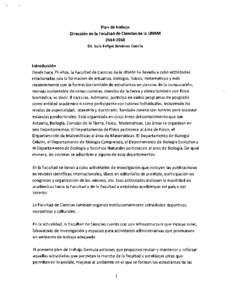 Plan de trabajo  Dirección de la Facultad de Ciencias de la UNAM[removed]Dr. Luis Felipe Jiménez García