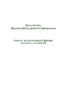 NOVA SCOTIA HOUSING DEVELOPMENT CORPORATION ANNUAL ACCOUNTABILITY REPORT