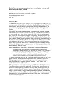 Zombie Marx and modern economics, or how I learned to stop worrying and forget the transformation problem Mike Beggs, Political Economy, University of Sydney  JuneZombie Marx