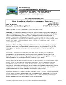 San Juan County  Community Development & Planning 135 Rhone Street, P.O. Box 947 Friday Harbor, WA[removed][removed]2116 Fax[removed]removed] | www.sanjuanco.com