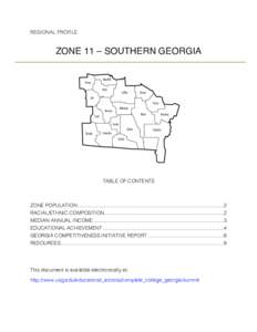 REGIONAL PROFILE  ZONE 11 – SOUTHERN GEORGIA TABLE OF CONTENTS 	
  