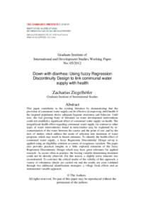 Graduate Institute of International and Development Studies Working Paper No: Down with diarrhea: Using fuzzy Regression Discontinuity Design to link communal water
