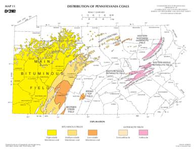 Map 11, Distribution of Pennsylvania Coals