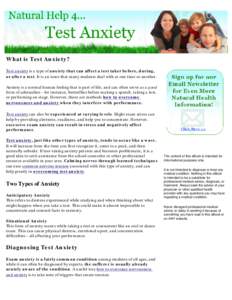 Natural Help for Test Anxiety